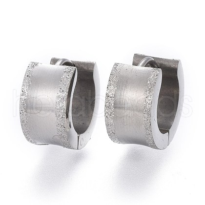 Tarnish Resistant Textured 304 Stainless Steel Huggie Hoop Earrings EJEW-L252-016P-1