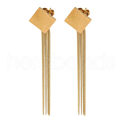Ion Plating(IP) Golden 304 Stainless Steel Dangle Stud Earrings EJEW-D083-11A-1
