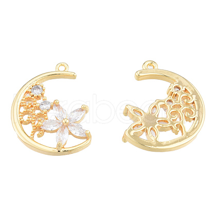 Brass Micro Pave Clear Cubic Zirconia Pendants KK-N231-384-1