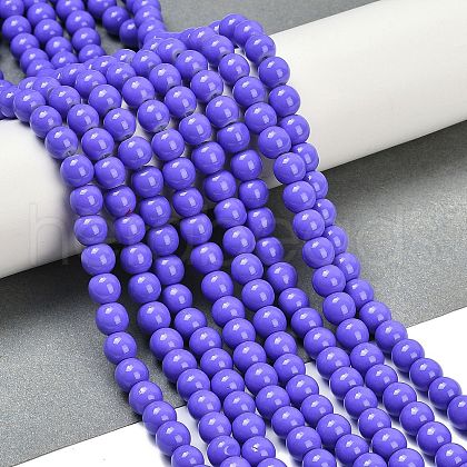 Painted Glass Bead Strands X-DGLA-S071-8mm-B41-1