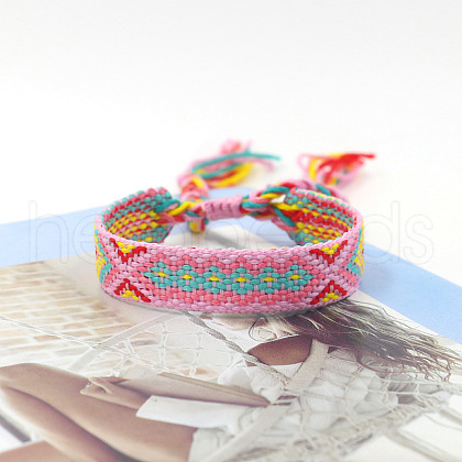 Polyester Braided Rhombus Pattern Cord Bracelet FIND-PW0013-004A-24-1