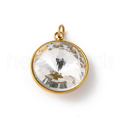 316 Stainless Steel Faceted Glass Pendants STAS-K258-46G-06-1
