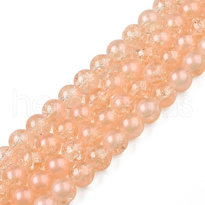 Translucent Crackle Glass Beads Strands CCG-T003-01K-1