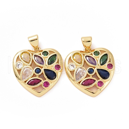 Brass Cubic Zirconia Pendants ZIRC-I062-27G-1
