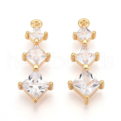 Brass Micro Pave Cubic Zirconia Pendants KK-N261-118A-G-1