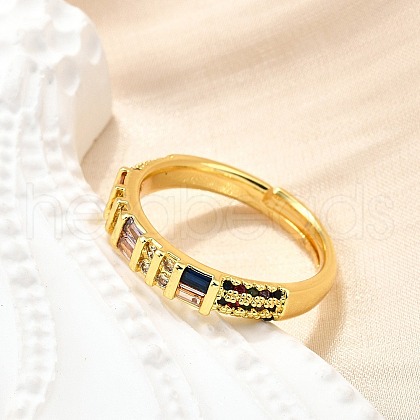 Adjustable Brass Micro Pave Cubic Zirconia Finger Rings for Women RJEW-H247-10G-1