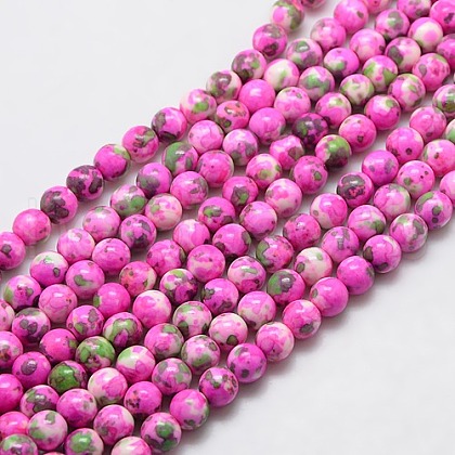 Synthetic Ocean White Jade Beads Strands G-L019-8mm-08-1