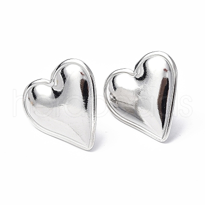 Non-Tarnish 304 Stainless Steel Heart Stud Earrings for Women EJEW-F300-16P-1
