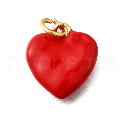 Brass Red Enamel Charms KK-Z102-23G-01-1