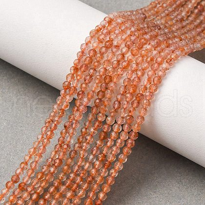 Natural Gold Sunstone Beads Strands G-B142-A02-2mm-1