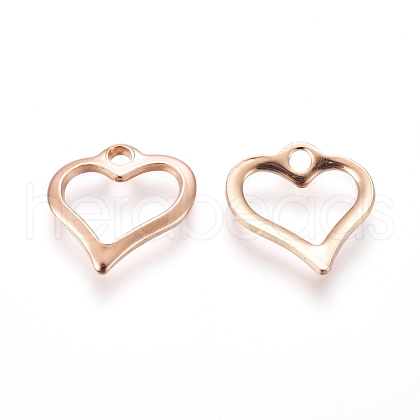 201 Stainless Steel Open Heart Charms STAS-E484-13RG-1