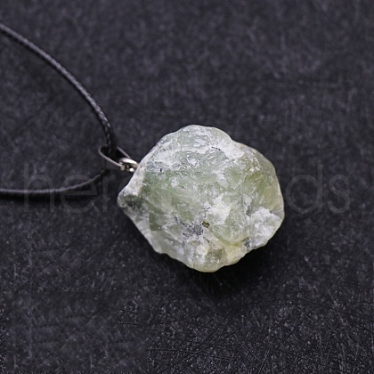 Natural Prehnite Raw Rough Nuggets Pendant Necklace FS-WG50F2C-13-1