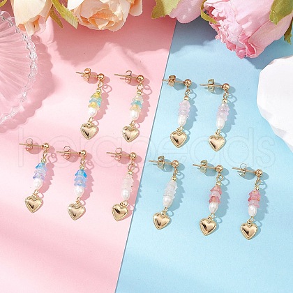5Pair 304 Stainless Steel Dangle Stud Earrings EJEW-JE06391-1