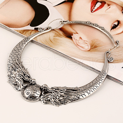 Ethnic Style Alloy Double Dragons with Ball Bib Necklaces FS-WG64B12-01-1