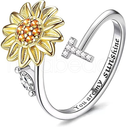 Adjustable Brass Rhinestone Rotating Cuff Rings FS-WG5B177-20-1