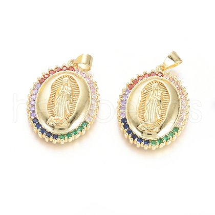 Brass Micro Pave Cubic Zirconia Pendants KK-I657-46G-1