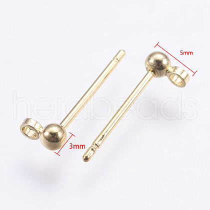 Brass Stud Earrings Findings KK-G333-09G-NF-1