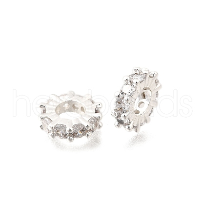 Brass Micro Pave Clear Cubic Zirconia Beads KK-K300-02D-S-1