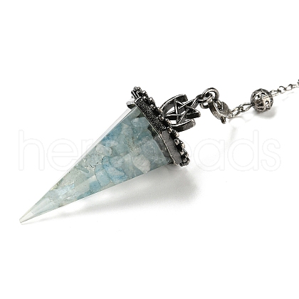 Natural Aquamarine Chip & Resin Dowsing Pendulum Big Pendants G-H293-02P-10-1