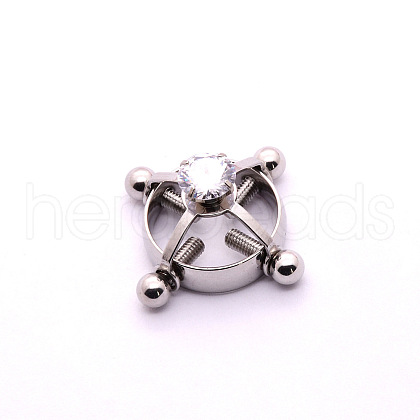 304 Stainless Steel Crystal Rhinestone Clip on Nipple Rings WGE16BD-01-1