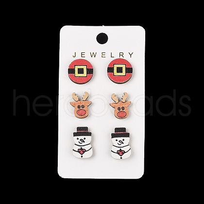 Christmas Theme Stud Earrings Set EJEW-U016-05P-03-1
