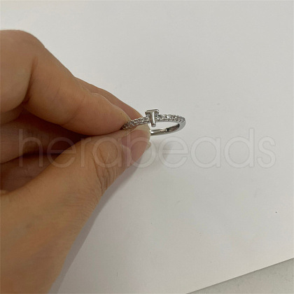 Brass Micro Pave Clear Cubic Zirconia Finger Rings FS-WGE303B-46-1