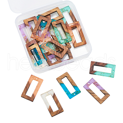 Transparent Resin & Walnut Wood Pendants RESI-CJ0001-77-1