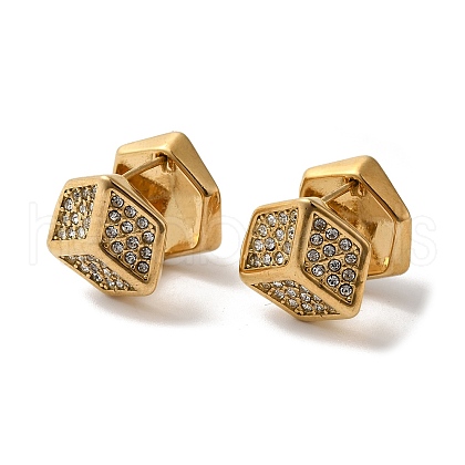 Stainless Steel with Rhinestone Hoop Earrings for Women EJEW-C110-17G-01-1