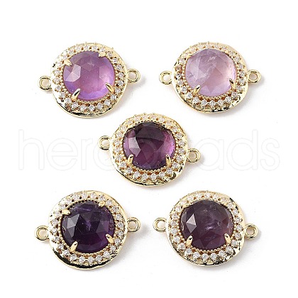 Natural Amethyst Faceted Connector Charms G-H323-03G-11-1