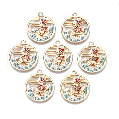 Rack Plating Alloy Enamel Pendants ENAM-N055-076-1