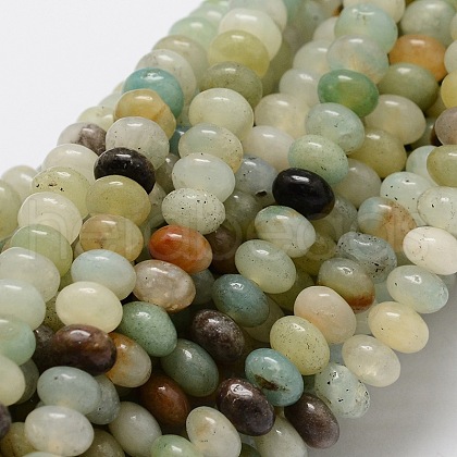 Rondelle Natural Flower Amazonite Bead Strands G-L439-10-1