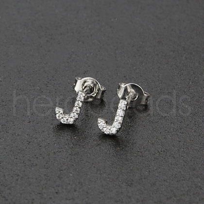Brass Micro Pave Clear Cubic Zirconia Stud Earrings FS-WGC2F12-10-1