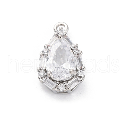 Brass Micro Pave Clear Cubic Zirconia Pendants KK-Z084-09P-04-1