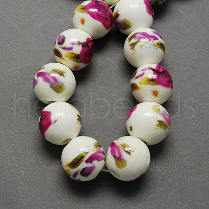 Handmade Printed Porcelain Beads PORC-Q199-10mm-09-1
