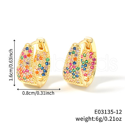 Brass Cubic Zirconia U-shaped Hoop Earrings YK3626-5-1