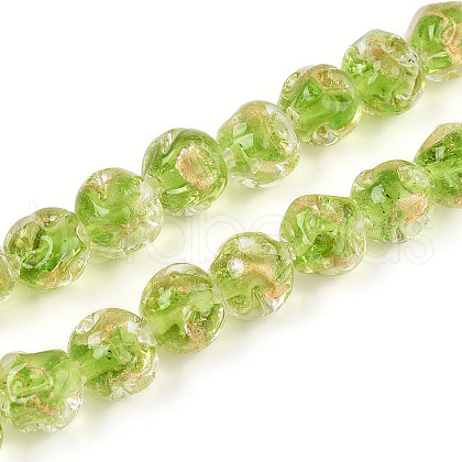 Handmade Gold Foil Glass Beads Strands FOIL-N029-04C-1