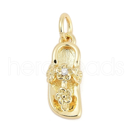 Brass Micro Pave Clear Cubic Zirconia Charms KK-G522-49A-G-1