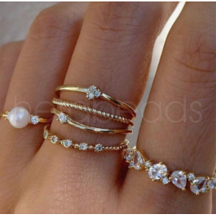 Mixed Style Alloy Rhinestone and Shell and Imitation Pearl Cuff Rings FS-WG24D27-08-1