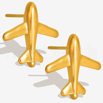 304 Stainless Steel Cartoon Airplane Stud Earrings FD2961-2-1