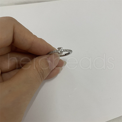 Brass Micro Pave Clear Cubic Zirconia Finger Rings FS-WGE303B-52-1