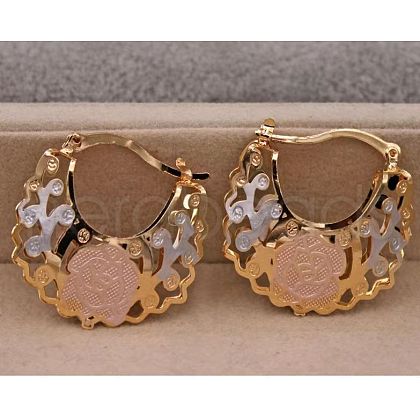 Flower Brass Hoop Earrings FS-WGED0F1-06-1