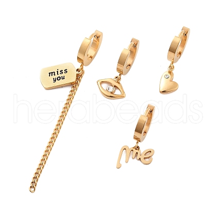 Ion Plating(IP) 304 Stainless Steel Dangle Hoop Earrings EJEW-A114-01G-1
