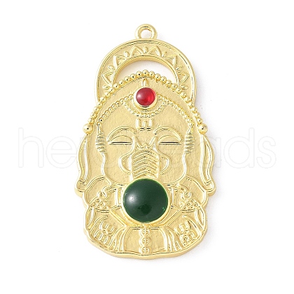 Elephant Brass Resin Pendants KK-K399-04G-1