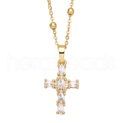 Fashionable Hip Hop Cross Pendant Necklace for Women with Micro Inlaid Gemstones and Zircon Crystals (NKB072) ST5960300-1