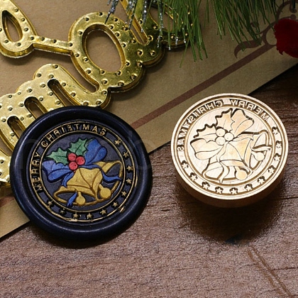 Christmas Series Wax Seal Brass Stamp Head AJEW-M037-01G-09-1