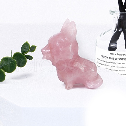 Natural Rose Quartz Carved Dog Statue PW-WG98787-01-1