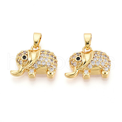 Brass Micro Pave Cubic Zirconia Pendants KK-N257-61G-1