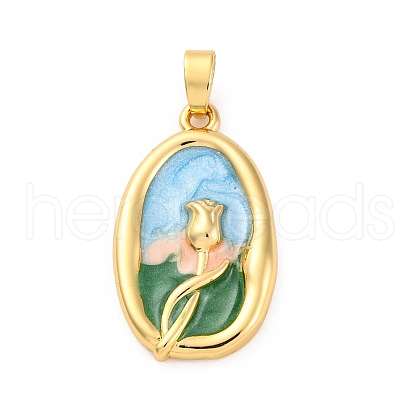 Brass Enamel Pendants KK-Z084-15G-02-1