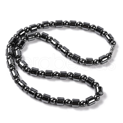 Column & Round Synthetic Non-magnetic Hematite Beaded Necklaces NJEW-Q341-05-1