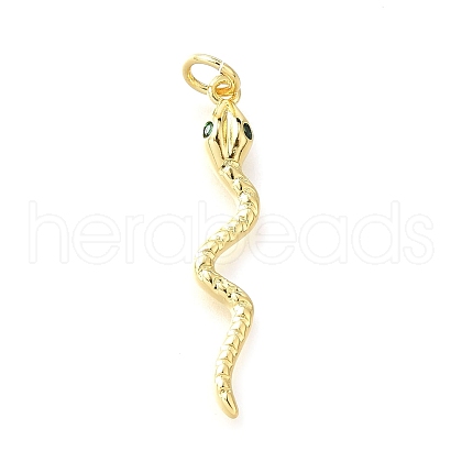 Snake Brass Micro Pave Cubic Zirconia Pendants KK-V007-007P-03-1